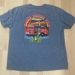 Peace Frogs Home Sweet Van Graphic T-Shirt XXL Blue Hippie  Retro T